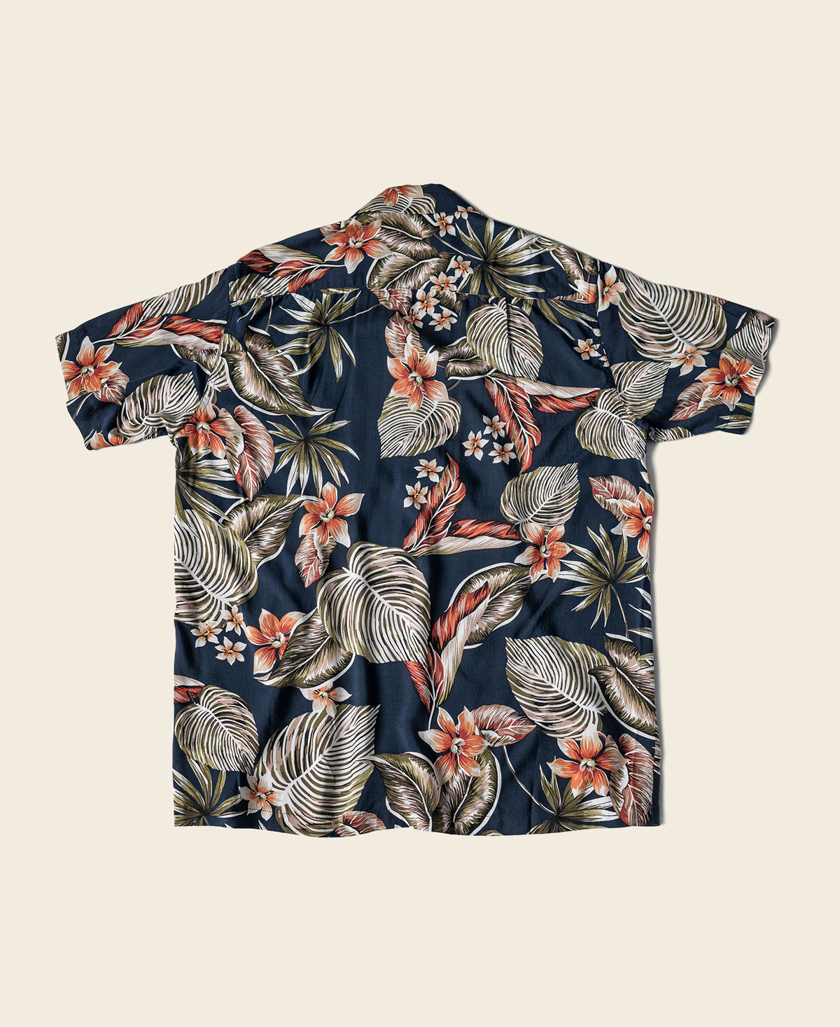Plants &amp; Flowers Pattern Aloha Shirt - Navy