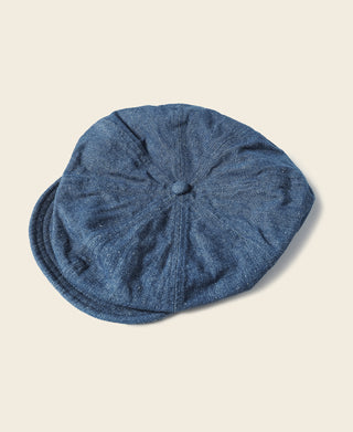 Indigo Linen and Cotton-Blend Newsboy Cap