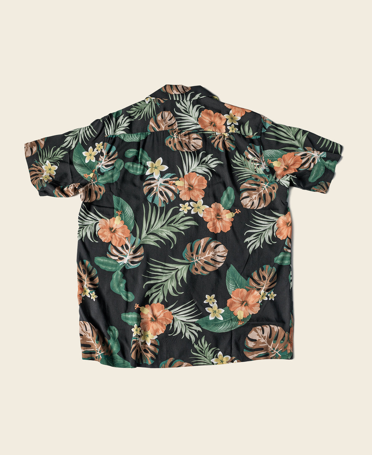 Plants &amp; Flowers Pattern Aloha Shirt - Black