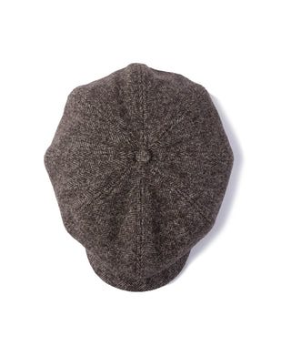 Brown Herringbone Wool Newsboy Cap