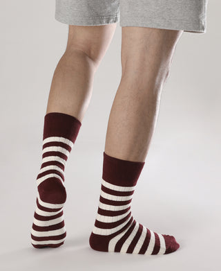 Retro Striped Cotton Socks - Red/White