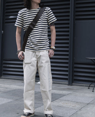 Breton Stripe T-Shirt - Apricot/Navy