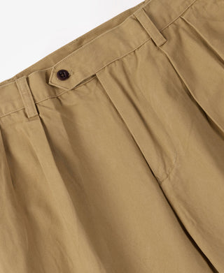 1930s IVY Style Double Pleated Chino Trousers - Yellow