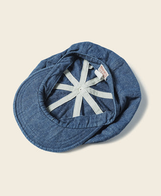 Indigo Linen and Cotton-Blend Newsboy Cap