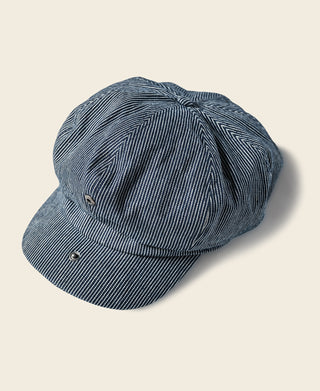 Striped Denim Newsboy Cap