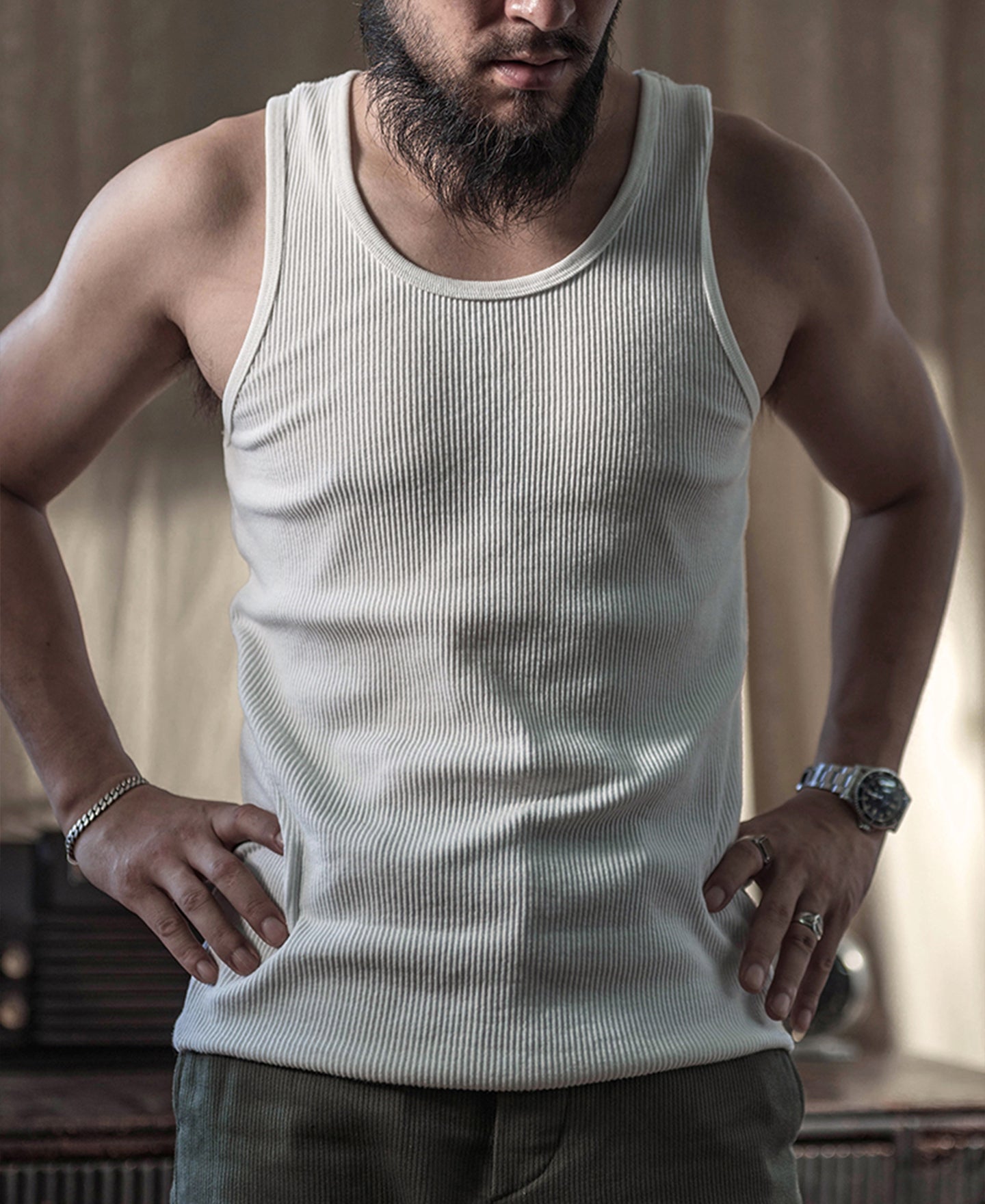 RE/DONE Cotton Ribbed Tank In White - Foto 8