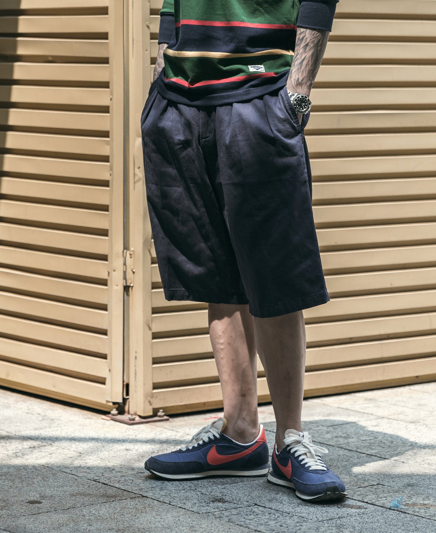 AMBUSH Navy Pleated Shorts