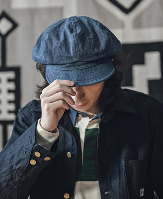 Indigo Linen and Cotton-Blend Newsboy Cap