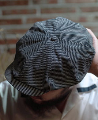 Striped Denim Newsboy Cap