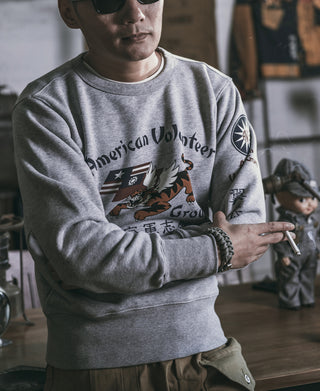 Flying Tigers Military Print Sweatshirt - Gray