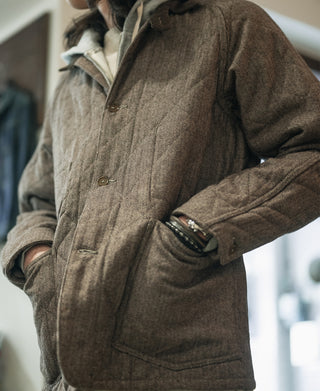 Herringbone Wool and Polyester-Blend Quilted Padded Chore Jacket