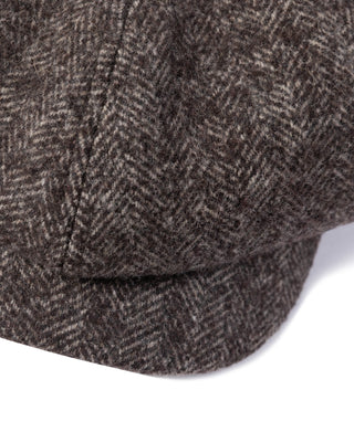 Brown Herringbone Wool Newsboy Cap