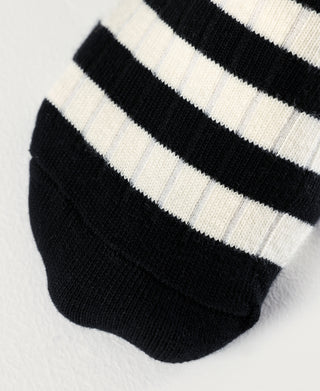 Retro Striped Cotton Socks - Black/White