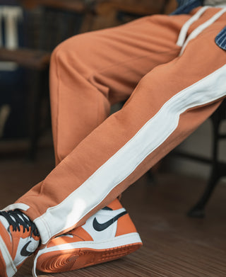 Classic Straight-Leg Striped Logo-Embroidered Cotton-Terry Sweatpants - Orange