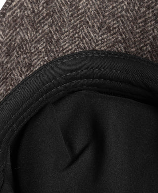 Brown Herringbone Wool Newsboy Cap