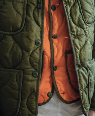 Military Style Quilted Padded Ripstop Nylon Vest - Orange