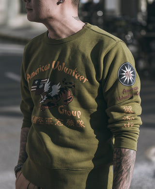 Flying Tigers Military Print Sweatshirt - Olive