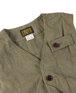 1930s Heavyweight Canvas Game Pocket Hunting Vest - Olive