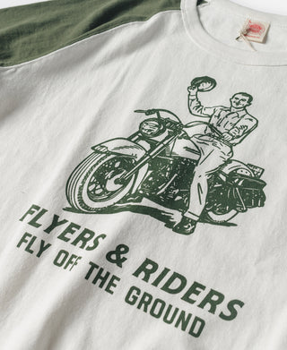 Two-Tone Rider Printed Raglan Sleeve T-Shirt - Green/White