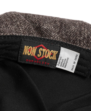 Brown Herringbone Wool Newsboy Cap