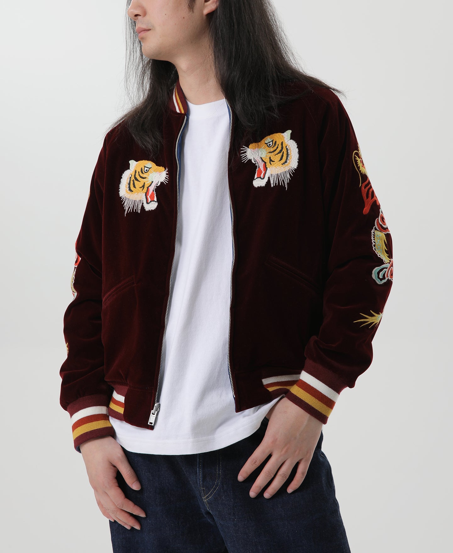 1950s Reversible Embroidery Acetate Souvenir Jacket - Dragon Tiger 