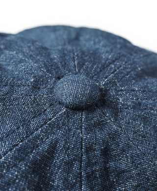 Indigo Linen and Cotton-Blend Newsboy Cap