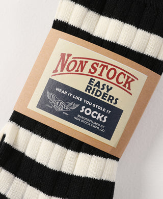 Retro Striped Cotton Socks - Black/White